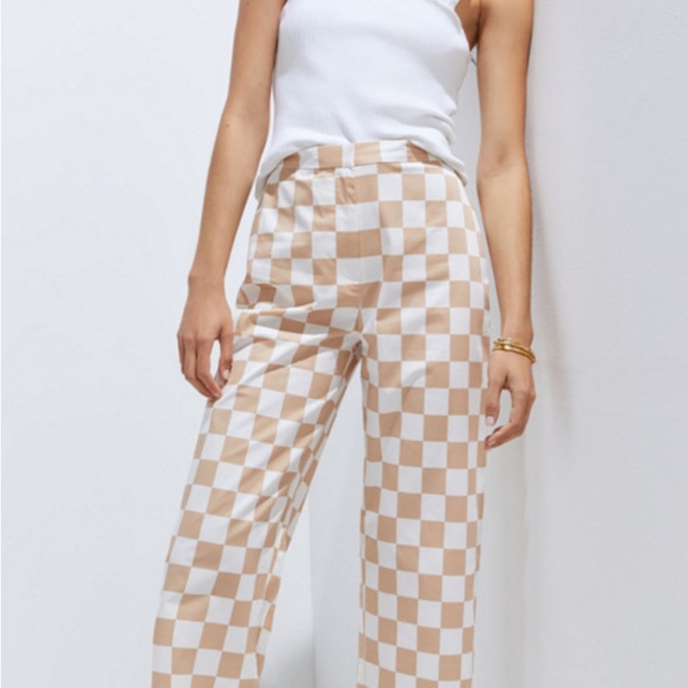 Hutch Beige and White Checkered Women's Pants for Anthopology